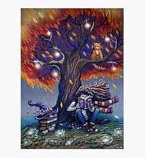 Young witch reading magic book Photographic Print