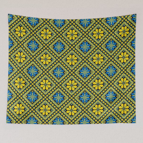 Item preview, Ukrainian Folk Embroidery Ornament Yellow Blue designed and sold by boozkova-vorona.