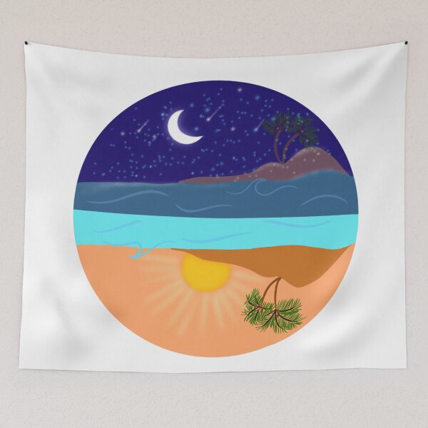 Item preview, Day and night in a circle landscape  designed and sold by Mermaidssparkle.