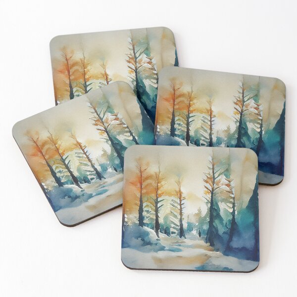 Item preview, Winter forest loose watercolor art designed and sold by aricutcia.