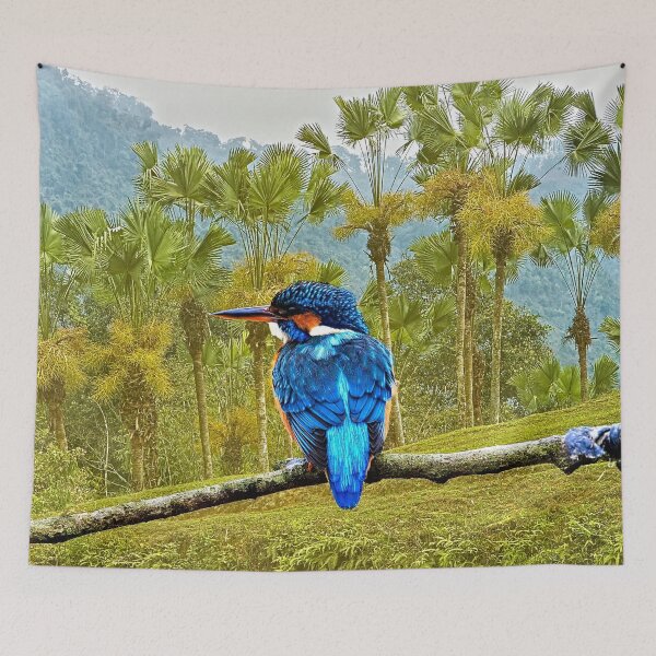 Item preview, Kingfisher Colorful Bird Perched Palm Trees designed and sold by worldways.