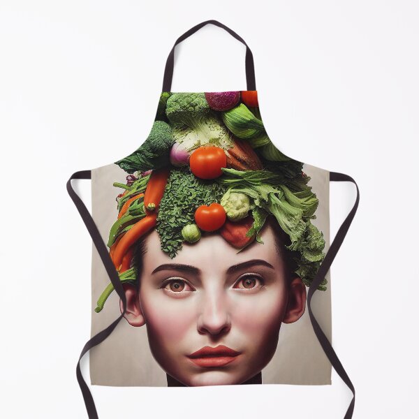 Item preview, Vegan head girl with broccoli tomato onions designed and sold by ladarkepoque.