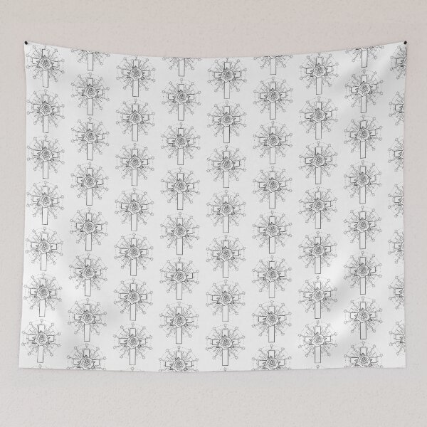 Item preview, Religious Rose Star Sun Flames Cross  designed and sold by OmniRoseArt.