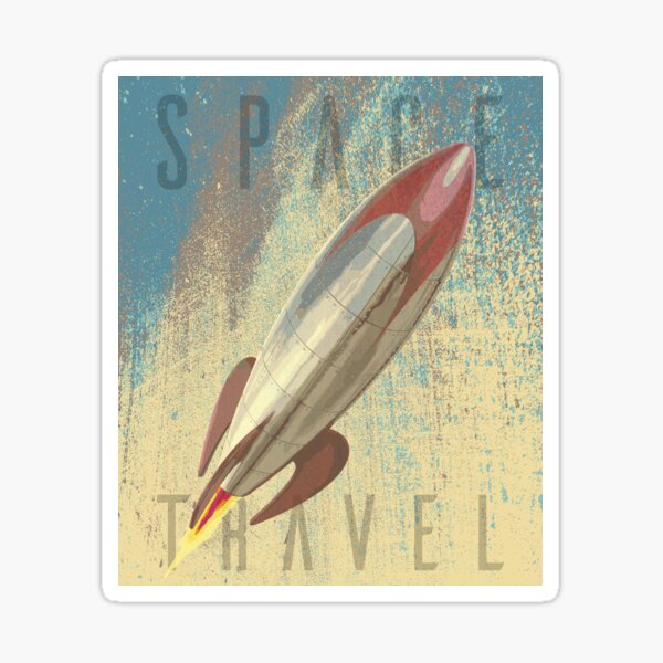 Geeky Charm: The Retro Appeal of a Science Fiction Space Rocket Enthusiast Sticker