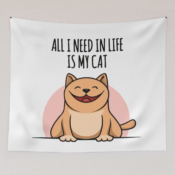 Item preview, All I need in life is My Cat ! Cat quote + illustration designed and sold by EnzoVectorism.