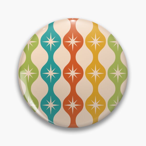 Item preview, Mid Century retro starbursts on ogee pattern in red, green and teal  designed and sold by Yasminepatterns .