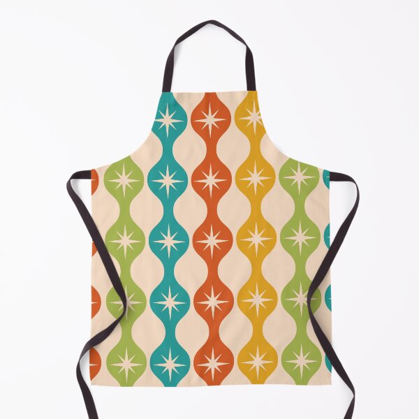 Item preview, Mid Century retro starbursts on ogee pattern in red, green and teal  designed and sold by Yasminepatterns .
