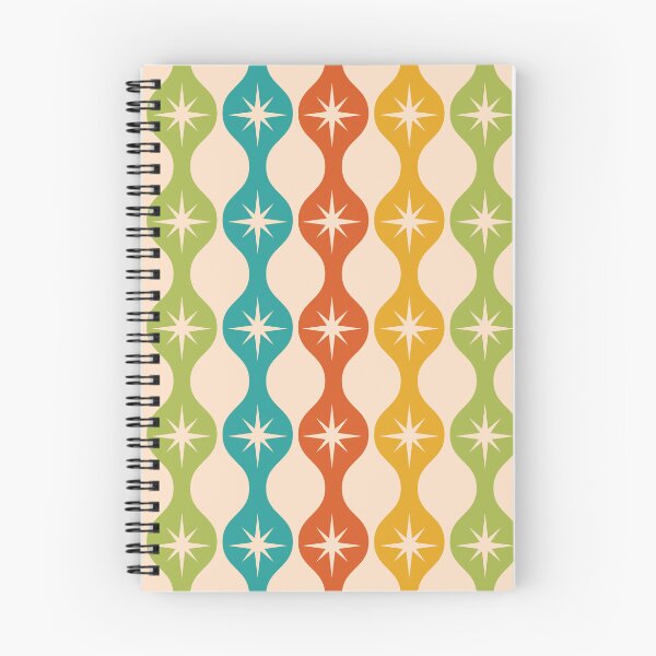 Item preview, Mid Century retro starbursts on ogee pattern in red, green and teal  designed and sold by Yasminepatterns .