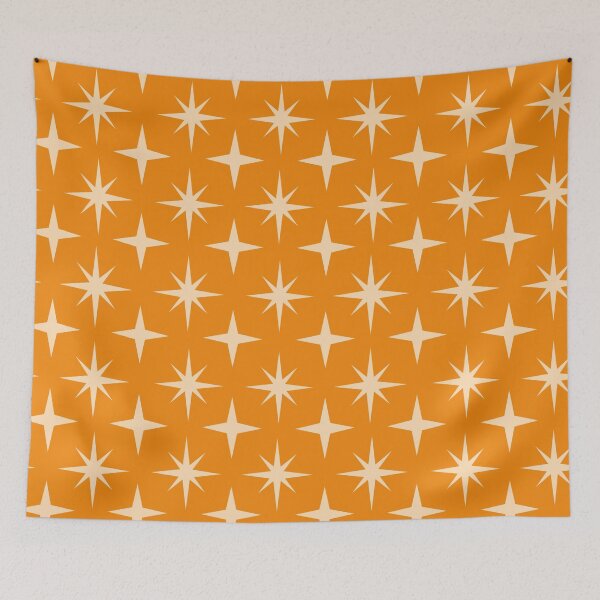 Item preview, Mid Century Retro starbursts  Pattern on Orange  designed and sold by Yasminepatterns .