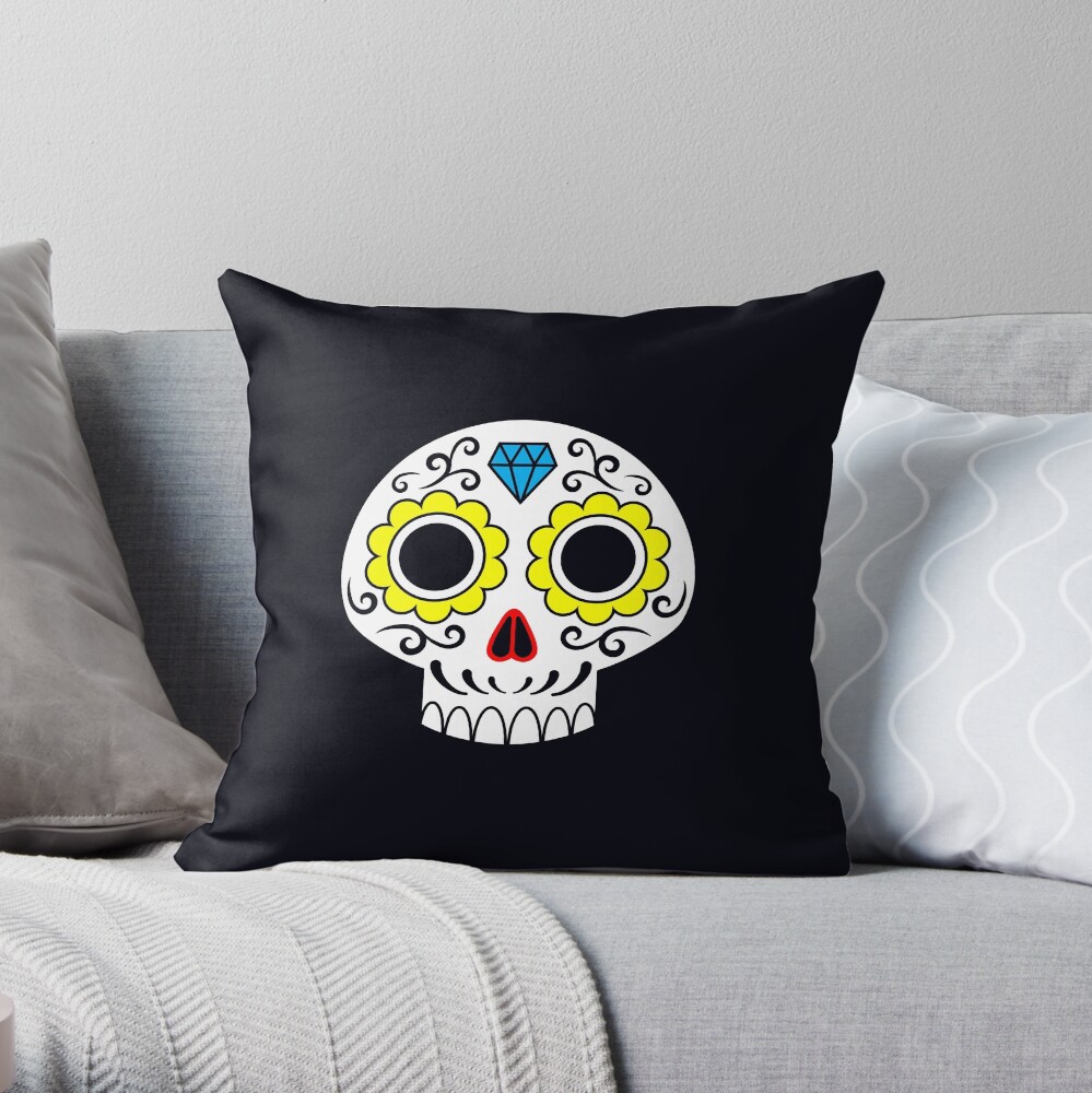 Sugar skull for a cake Throw Pillow