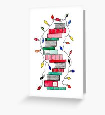 Festive Holiday Book Stack Greeting Card