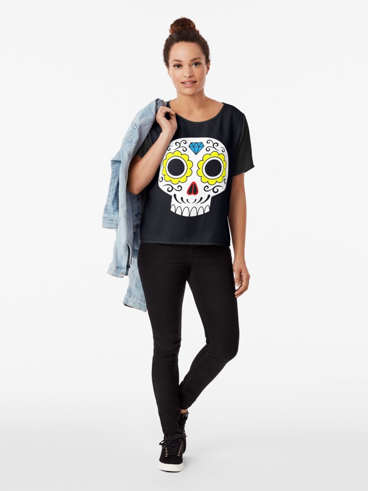 Alternate view of Sugar skull for a cake Chiffon Top