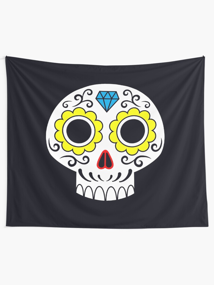 Alternate view of Sugar skull for a cake Tapestry