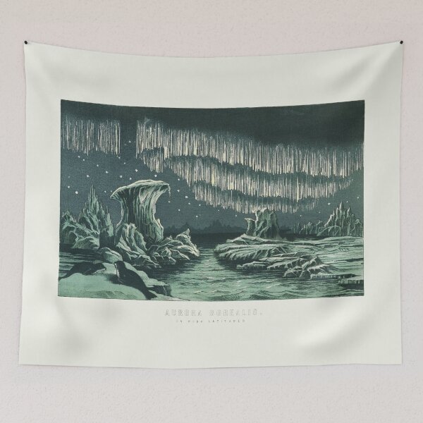 Item preview, 1891 Aurora Borealis in High Latitudes Original Antique Lithograph - Northern Lights - Polar Lights designed and sold by Onodera.