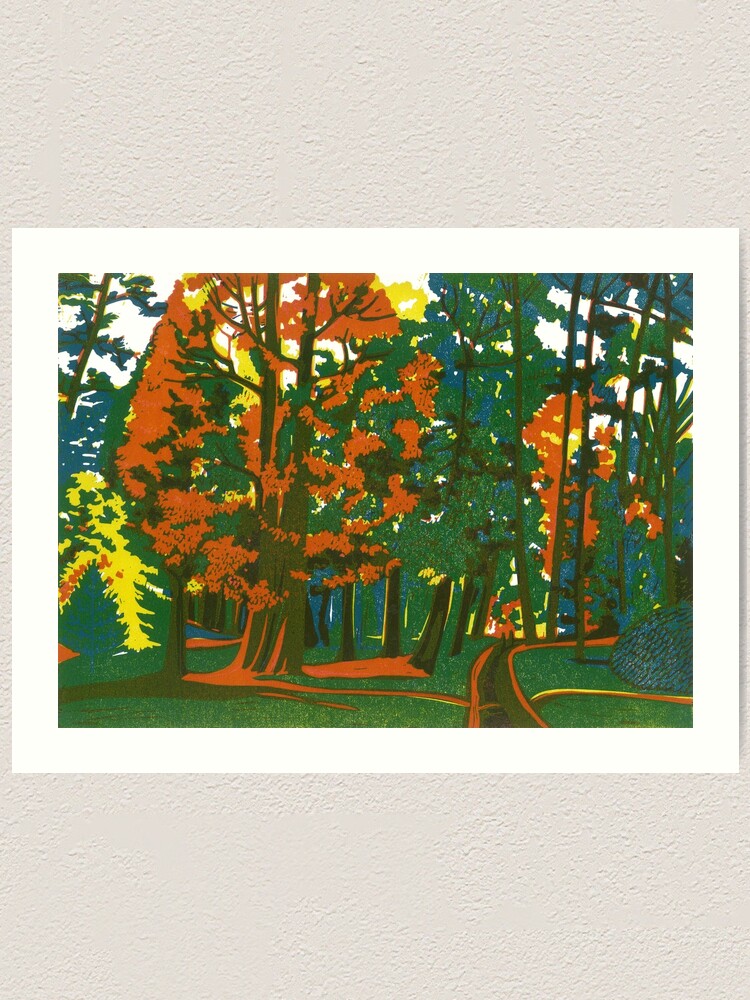 Alternate view of Bournemouth Gardens - Original linocut by Francesca Whetnall Art Print