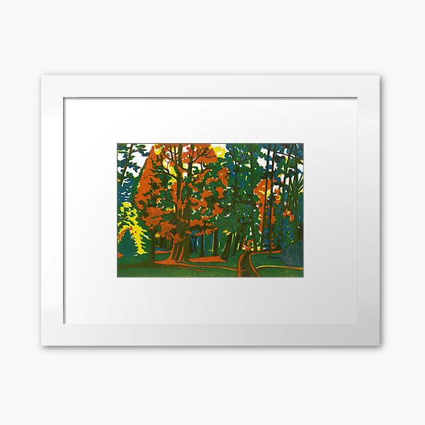 Bournemouth Gardens - Original linocut by Francesca Whetnall Framed Art Print