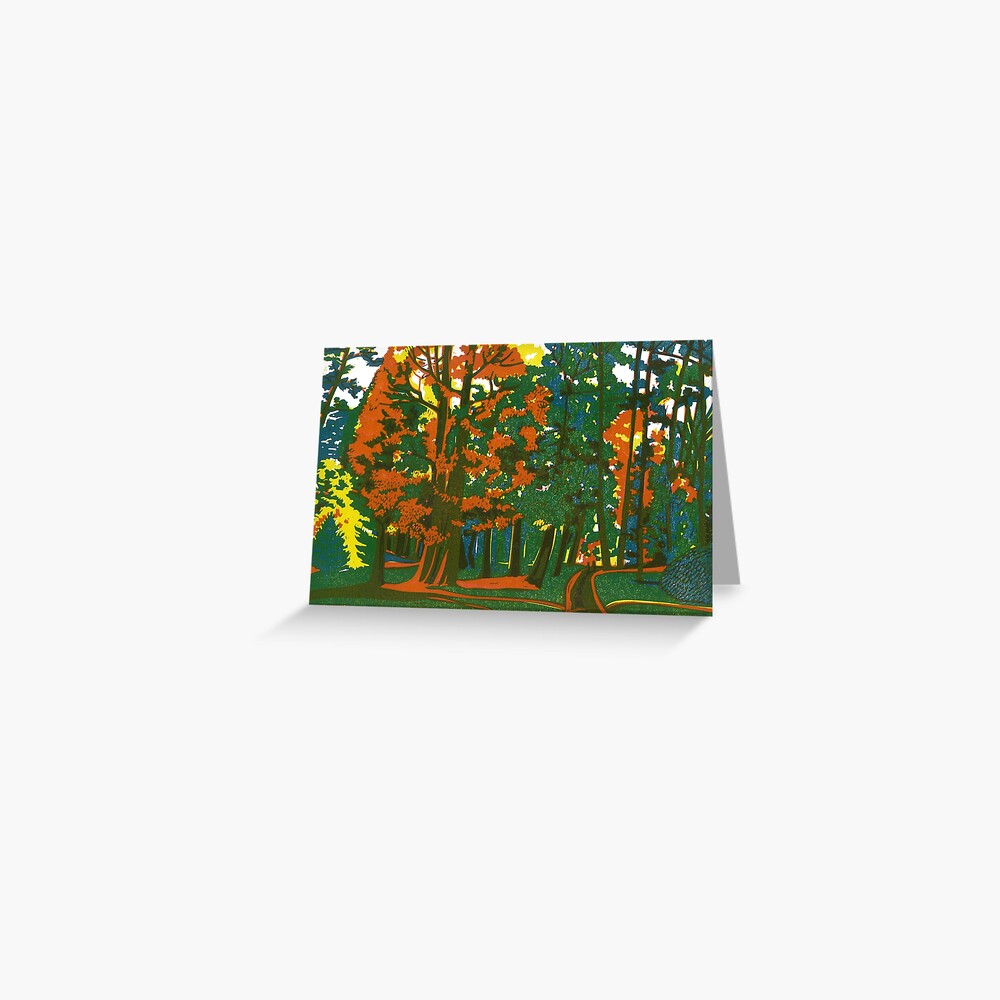 Bournemouth Gardens - Original linocut by Francesca Whetnall Greeting Card