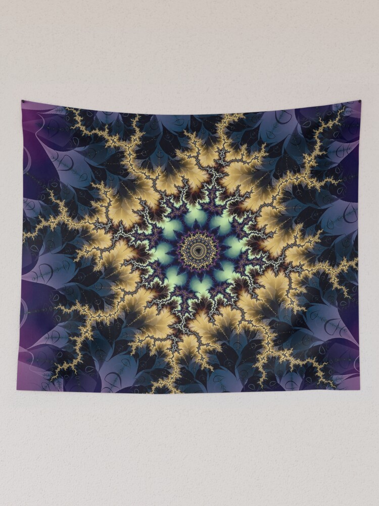 Purple and Gold Mandelbrot Set Fractal Zoom Tapestry