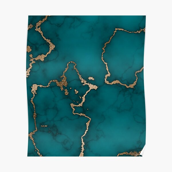 "Marble Deep Blue Glitter Gold " Poster for Sale by Agniesiuniunia Redbubble
