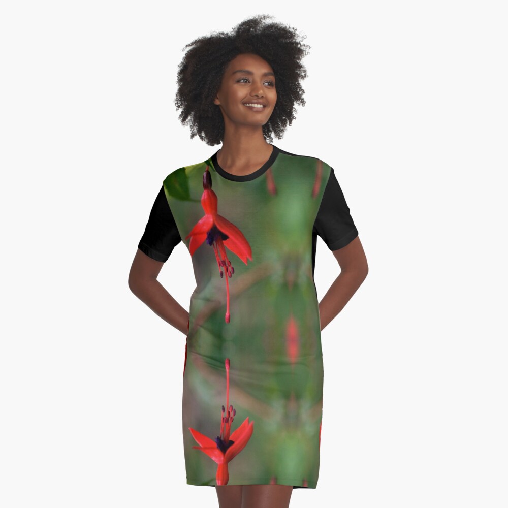 Single Wild Fuchsia Flower, Loch Na Fooey Graphic T-Shirt Dress