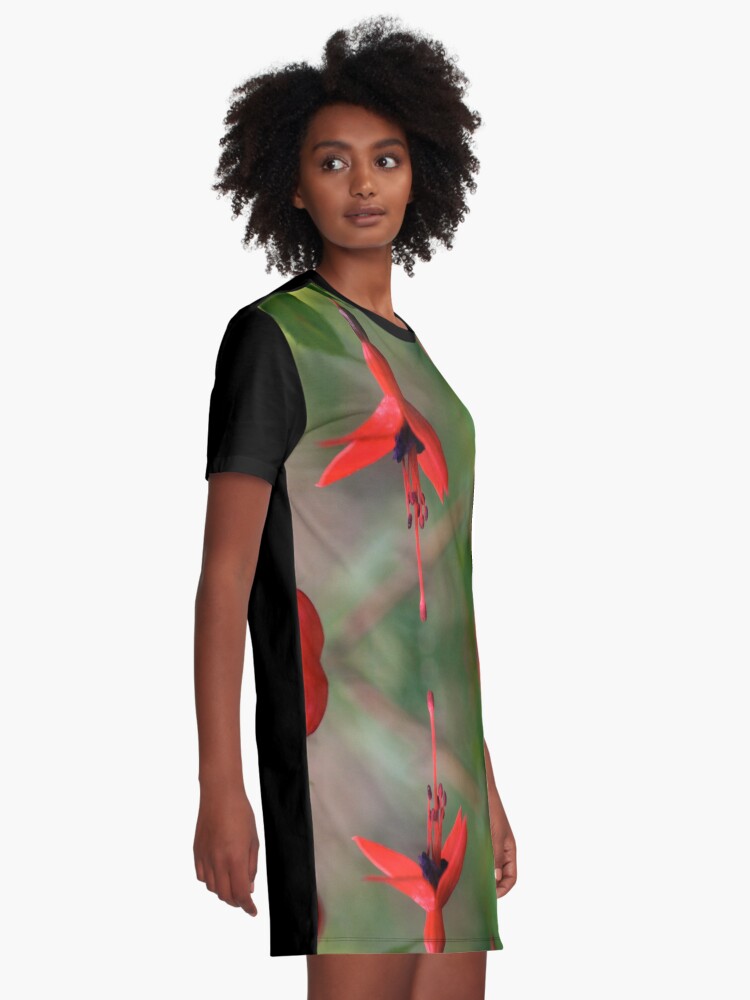 Alternate view of Single Wild Fuchsia Flower, Loch Na Fooey Graphic T-Shirt Dress