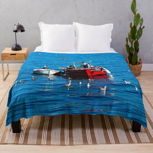 Item preview, Fishing Red Boat Sea Seagulls Seascape designed and sold by worldways.