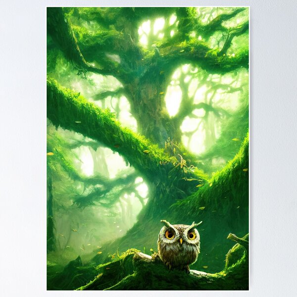 Item preview, Small Owl in a Whimsical Forest designed and sold by Ephellem.
