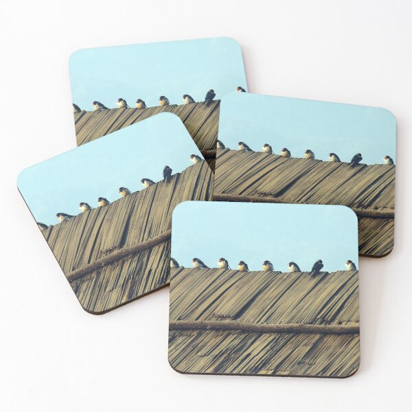 Item preview, Swallows Flock, Birds Perching Thatched Roof designed and sold by worldways.