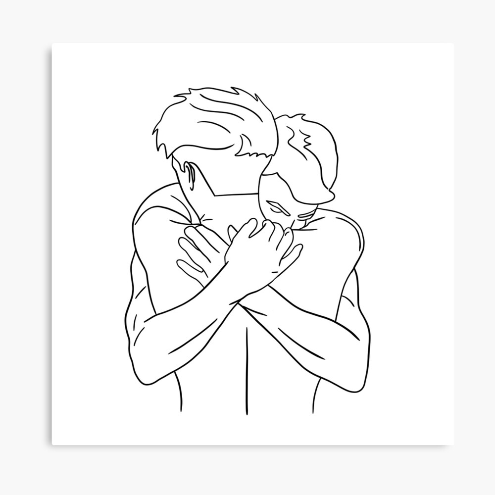 Gay Men Hugs | Gay Men Cuddles Line Art