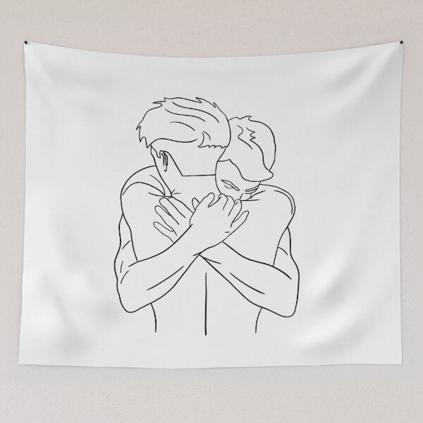 Item preview, Gay Men Hugs | Gay Men Cuddles Line Art designed and sold by Regenbogenn.