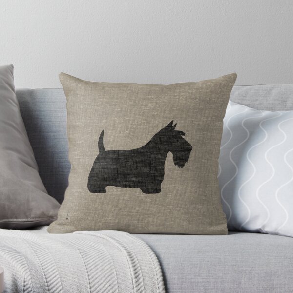Scottish Terrier Silhouette(s) Black Scottie Dog Throw Pillow