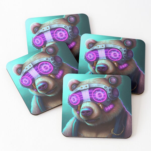 Item preview, Cyberpunk bear futuristic style designed and sold by AnimalArtPhotos.