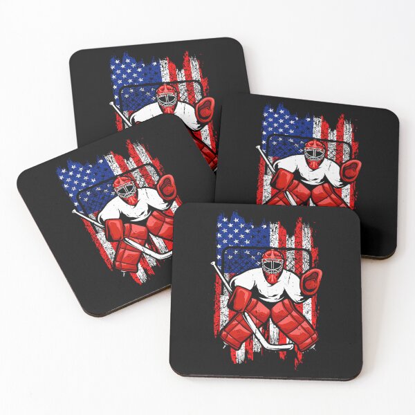 Artikelvorschau, Vintage USA American Flag Eishockey Torwart T-Shirt Torwart entworfen und verkauft von rifatart.