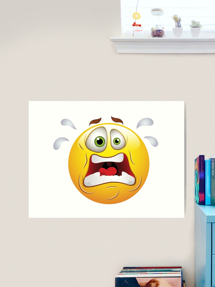 Cartoon Yellow Smiley Face Emoji Emoticon Surrendering in Fear Posters, Art  Prints by - Interior Wall Decor #1413892