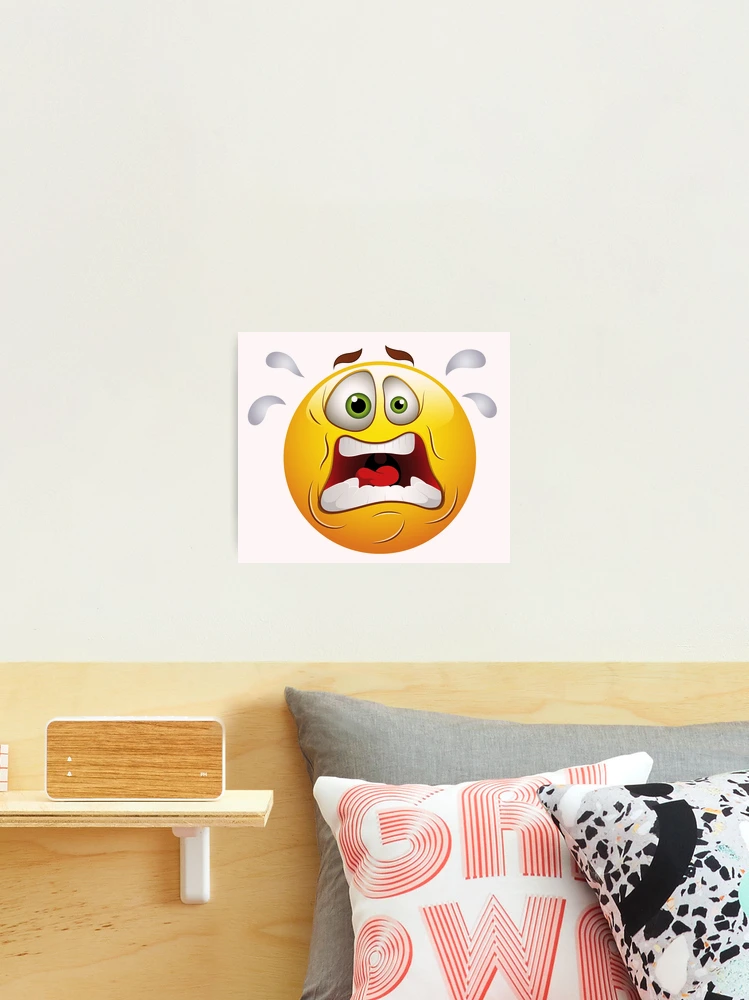 Cartoon Yellow Smiley Face Emoji Emoticon Surrendering in Fear Posters, Art  Prints by - Interior Wall Decor #1413892