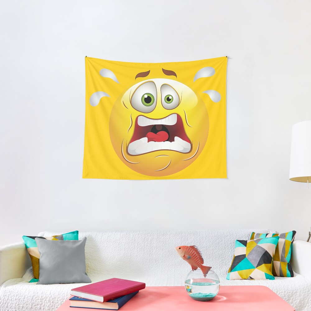 Erschrockener Smiley Face Emoticon Wandbehang Von Allovervintage Redbubble