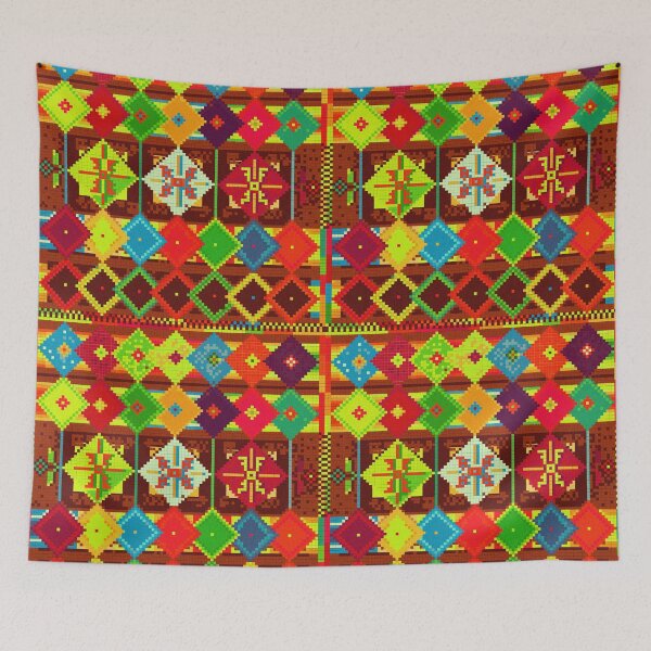 Item preview, Retro Pixel Style Ethnic Artistic Carpet Design Pattern designed and sold by deepakrode7.