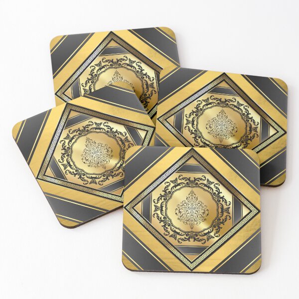 Item preview, Gold Greek Key White Black Gold Floral Center designed and sold by Yiorgos Designs.