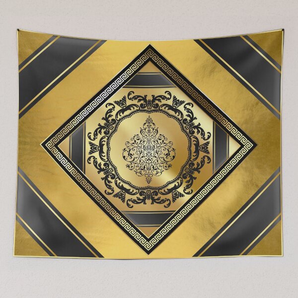 Item preview, Gold Greek Key White Black Gold Floral Center designed and sold by Yiorgos Designs.