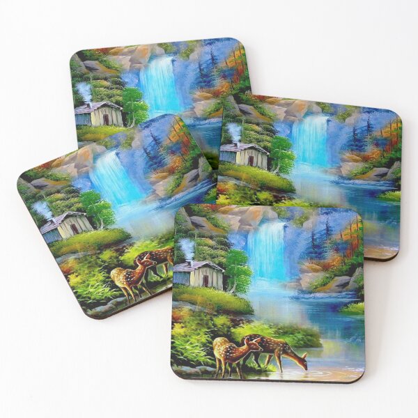Item preview, NATURE PAINTING : Waterfall with Deer Print designed and sold by posterbobs.