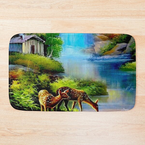 Item preview, NATURE PAINTING : Waterfall with Deer Print designed and sold by posterbobs.