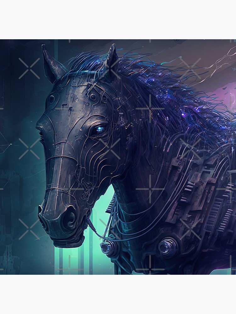"Cyberpunk horse futuristic" Poster for Sale by AnimalArtPhotos Redbubble