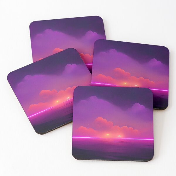 Item preview, SA2159(The sun is setting over a foggy field, synthwave sunset) designed and sold by aryan-gallery.