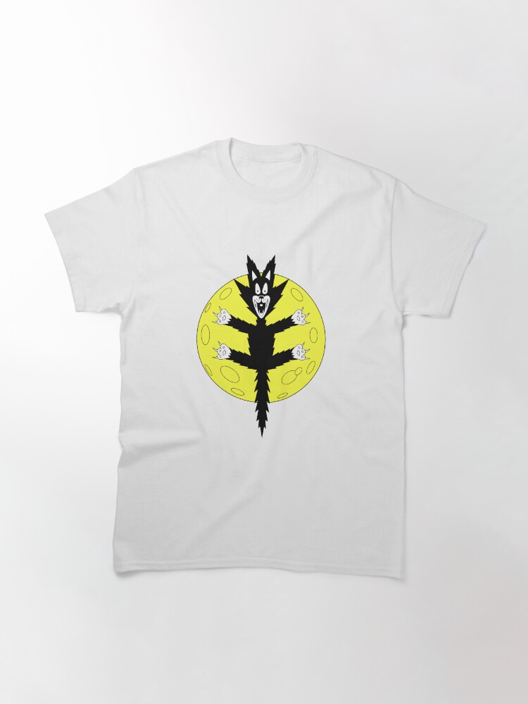 Thumbnail 2 of 7, Classic T-Shirt, CRAZY CAT JUMPS TO THE MOON designed and sold by Catinorbit.