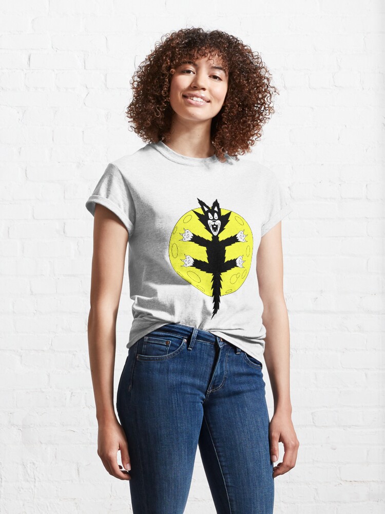Thumbnail 4 of 7, Classic T-Shirt, CRAZY CAT JUMPS TO THE MOON designed and sold by Catinorbit.
