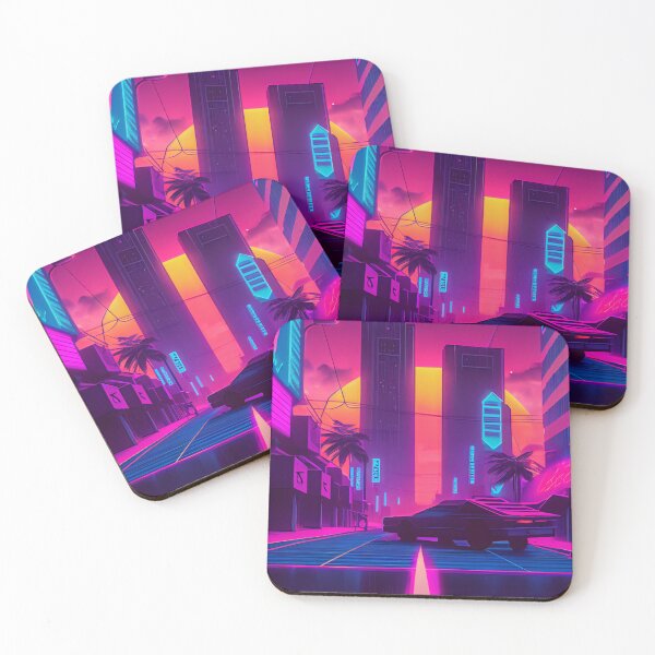 Item preview, SA2176(A car driving down a city street at night, synthwave art) designed and sold by aryan-gallery.