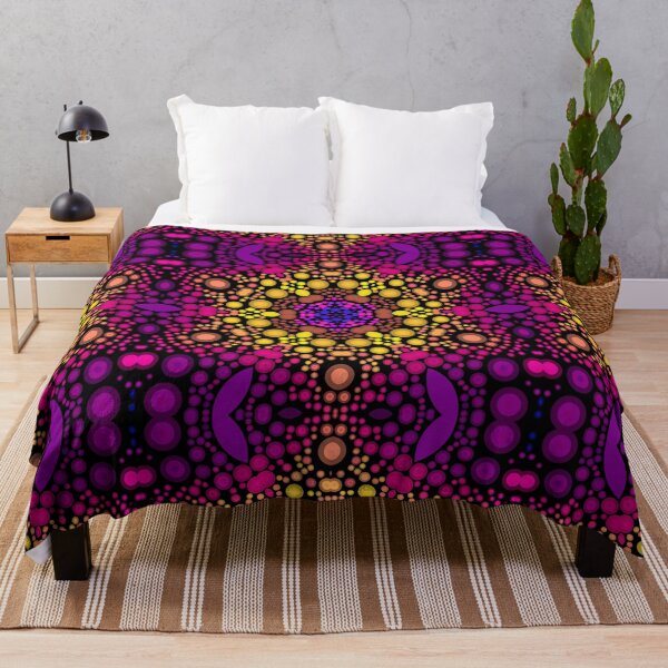 Artikelvorschau, Punkt-Mandala-Blume lila und gelb entworfen und verkauft von WormholeOrbital.