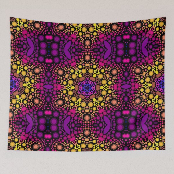 Artikelvorschau, Punkt-Mandala-Blume lila und gelb entworfen und verkauft von WormholeOrbital.