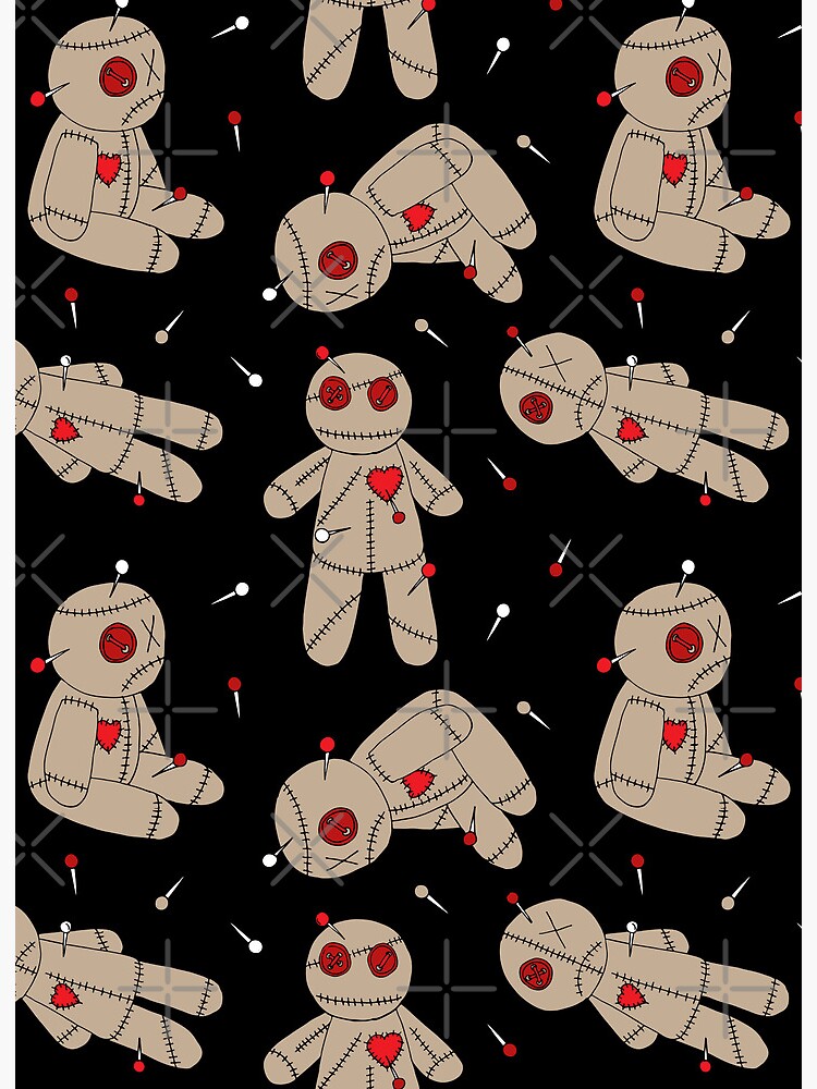Creepy Voodoo Dolls Pattern creepy-voodoo-dolls-pattern-art-board-print-for-sale-by-hothibiscus-redbubble