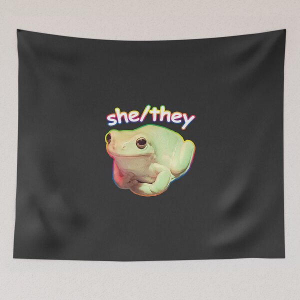 Item preview, lgbt she / they cute frog  designed and sold by HelloShoppy.